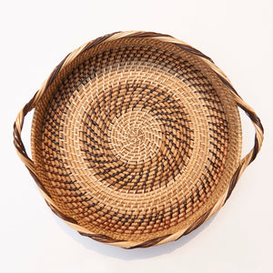 Round rattan and nito tray