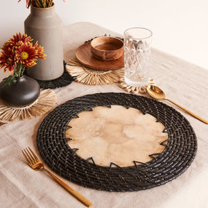 Capiz Shell Placemats With Rattan Trim, Set of 2