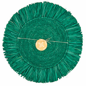 Limited Edition Pahiyas Woven Raffia Fringe Placemats Green, Set of 2
